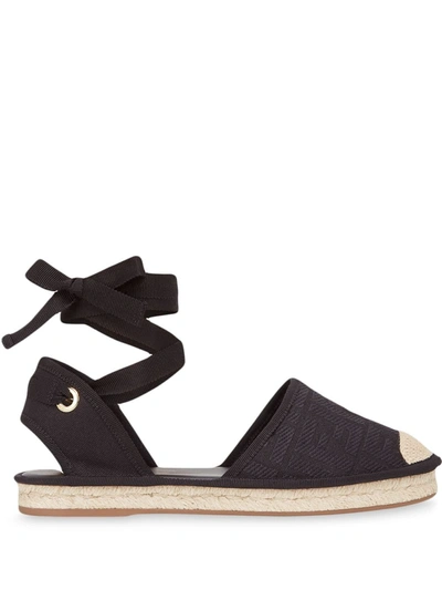 Shop Fendi Roma Ff Motif Flat Espadrilles In Black