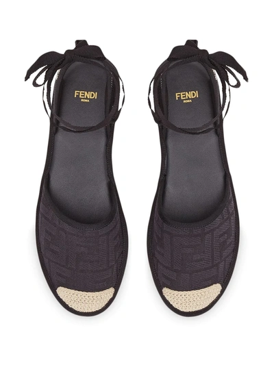 Shop Fendi Roma Ff Motif Flat Espadrilles In Black