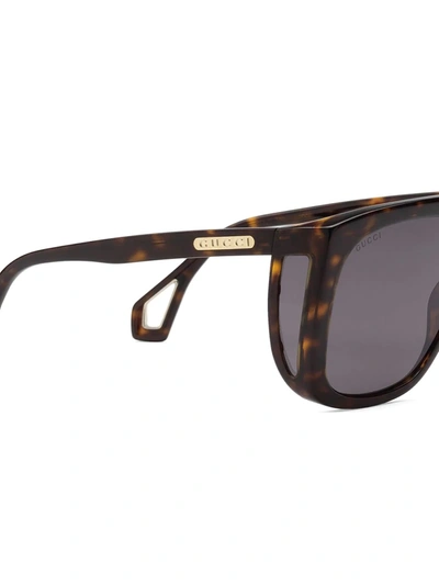 Shop Gucci Square-frame Sunglasses With Blinkers In Brown