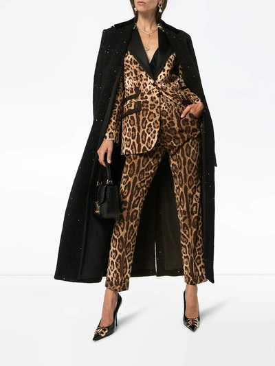 Dolce & Gabbana Satin-trimmed Leopard-print Wool-blend Blazer In Brown