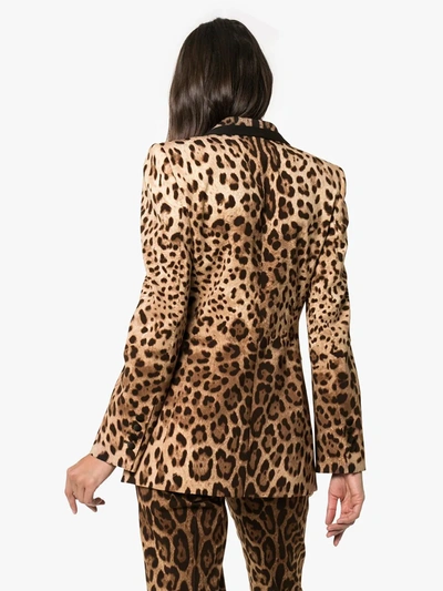 Dolce & Gabbana Satin-trimmed Leopard-print Wool-blend Blazer In Brown