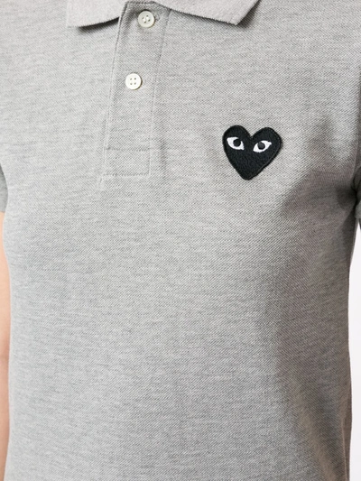 Shop Comme Des Garçons Play Logo Embroidered Polo Shirt In Grey