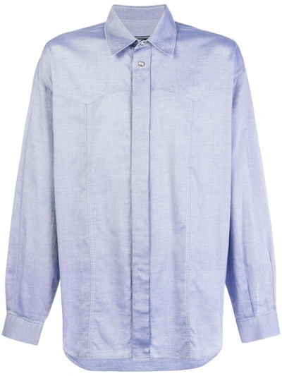 Pre-owned Versace Stitch-detail Shirt In Blue