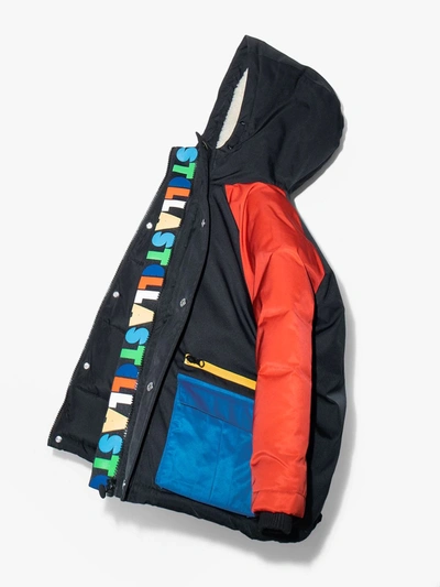 Stella Mccartney Colour-block Puffer Coat In Black