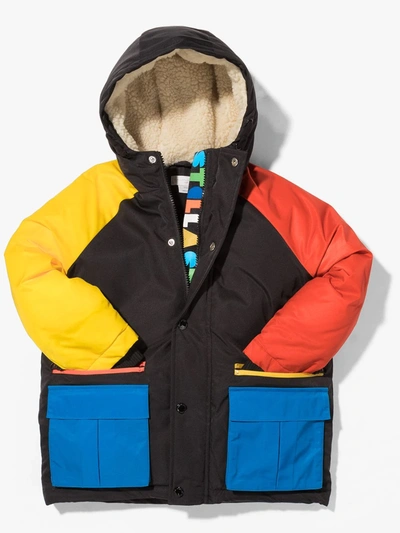 Stella Mccartney Colour-block Puffer Coat In Black