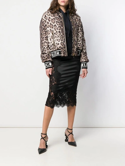 Dolce & Gabbana Leopard-print Sequined Woven Bomber Jacket In Brown