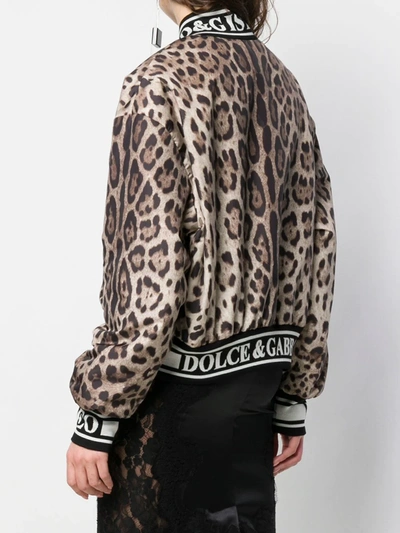 Dolce & Gabbana Leopard-print Sequined Woven Bomber Jacket In Brown