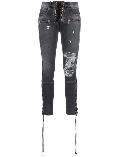 Shop Ben Taverniti Unravel Project Skinny Stonewash Ripped Skinny Jeans In Grey