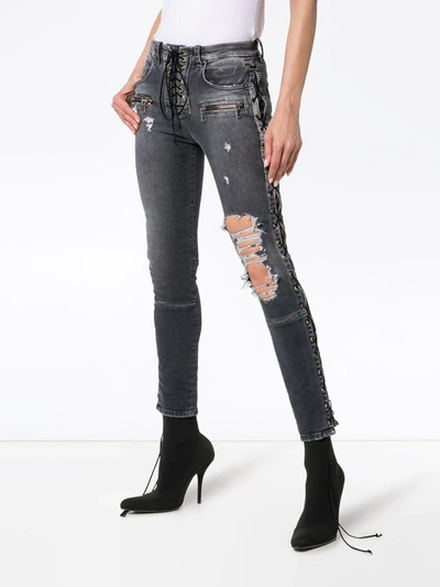 Shop Ben Taverniti Unravel Project Skinny Stonewash Ripped Skinny Jeans In Grey