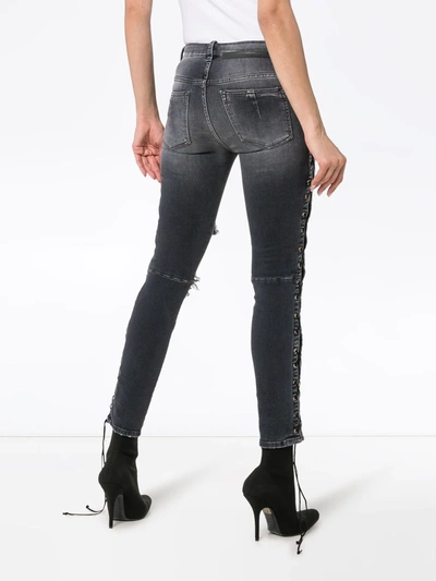 UNRAVEL PROJECT SKINNY STONEWASH RIPPED SKINNY JEANS - 灰色