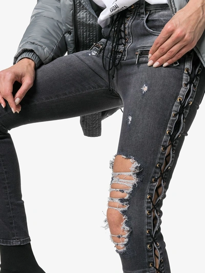 Shop Ben Taverniti Unravel Project Skinny Stonewash Ripped Skinny Jeans In Grey