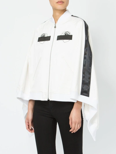 Shop Anrealage Embroidered Detail Cape-style Bomber Jacket In White