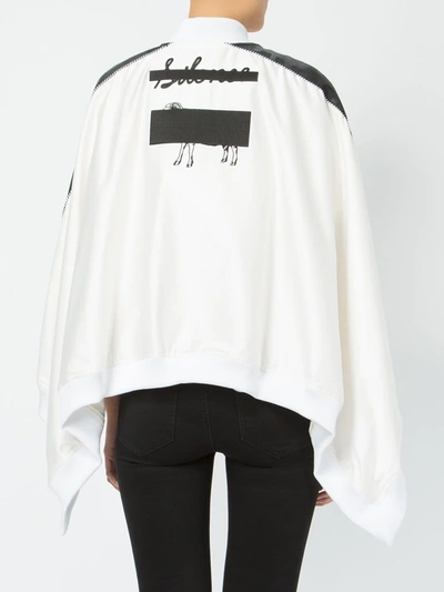 Shop Anrealage Embroidered Detail Cape-style Bomber Jacket In White