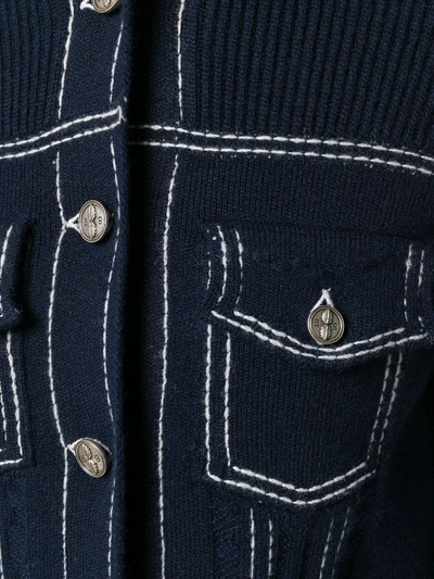 Barrie Denim Style Knitted Cardigan In Blue