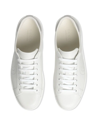 Shop Gucci Perforated Logo Sneakers In White