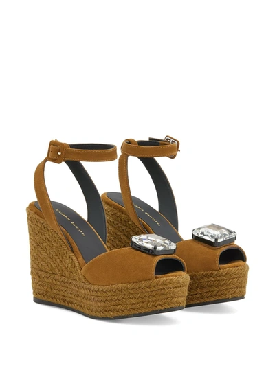 Shop Giuseppe Zanotti Aina Crystal-embellished Sandals In Brown