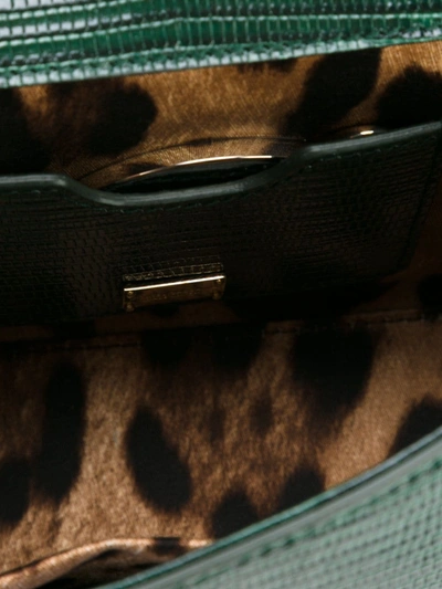 Shop Dolce & Gabbana Small Sicily Iguana-print Top-handle Bag In Green