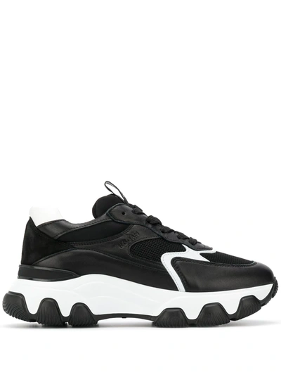Shop Hogan Chunky Contrast Sole Sneakers In Black