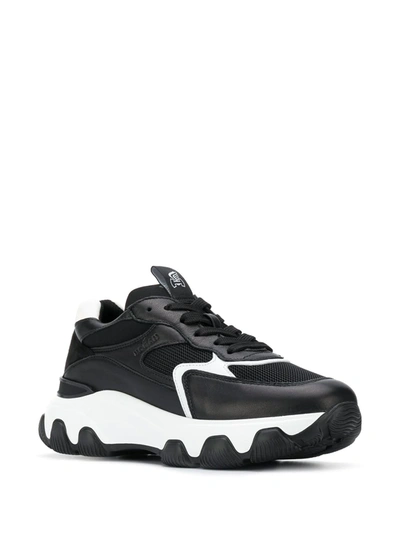 Shop Hogan Chunky Contrast Sole Sneakers In Black