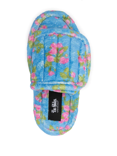 Natasha Zinko Acc Floral-print Platform Slides In Blue