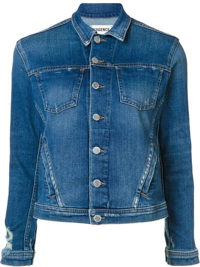 Shop L Agence Buttoned Denim Jacket In Blue