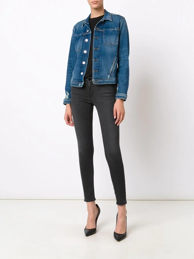 Shop L Agence Buttoned Denim Jacket In Blue