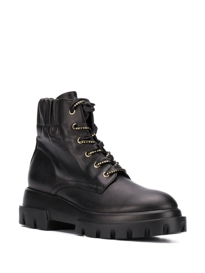 Shop Agl Attilio Giusti Leombruni Lace-up Biker Boots In Black