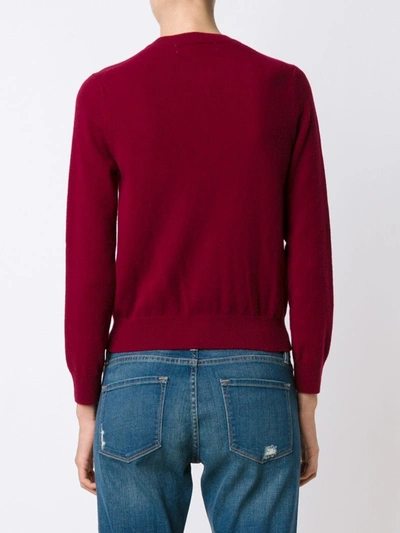 Shop Comme Des Garçons Play Double Heart Cardigan In Red