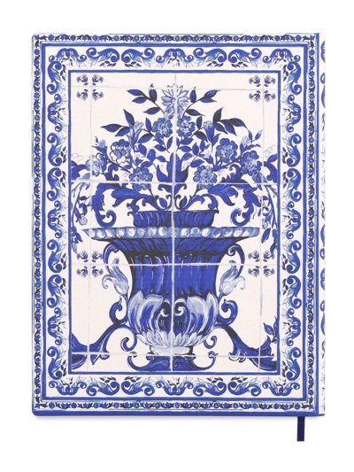 Shop Dolce & Gabbana Large Mediterraneo-print Ruled Notebook In Blau