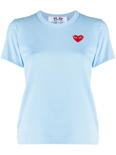 Shop Comme Des Garçons Play Heart Logo Embroidered T-shirt In Blue