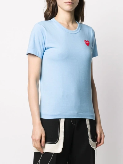 Comme Des Garçons Play Heart Logo Embroidered T-shirt In Blue