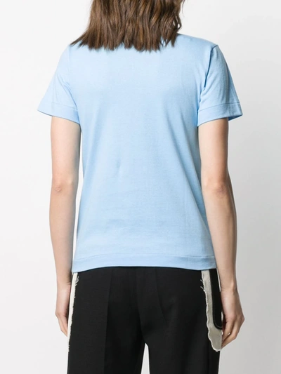 Comme Des Garçons Play Heart Logo Embroidered T-shirt In Blue