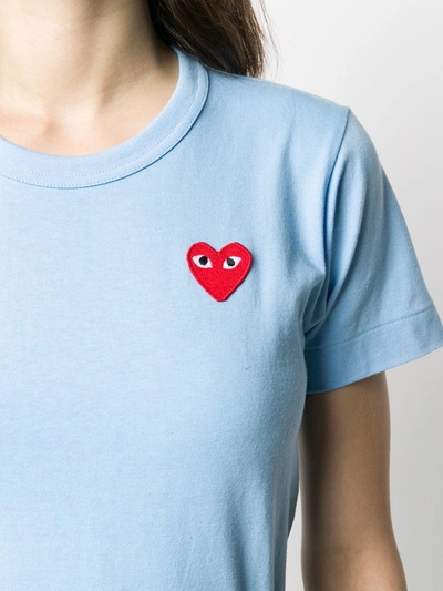 Comme Des Garçons Play Heart Logo Embroidered T-shirt In Blue