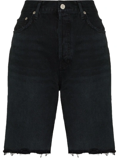 Agolde 90's Pinch Waist High Rise Straight Leg Shorts In Black