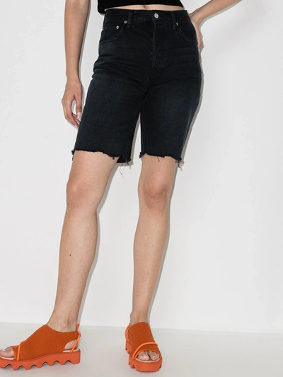 Shop Agolde Knee-length Denim Shorts In Black