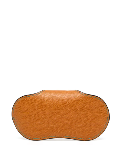 Valextra Pebbled Leather Glasses Case In Brown