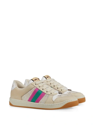 Shop Gucci Screener Lace-up Sneakers In White