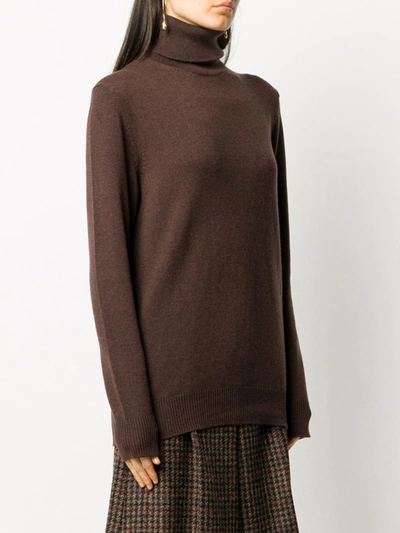 Shop Dolce & Gabbana Drop-shoulder Roll-neck Jumper In Brown