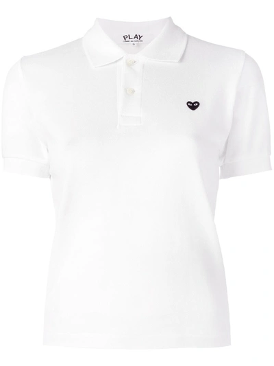 Shop Comme Des Garçons Play Heart Patch Polo Shirt In White