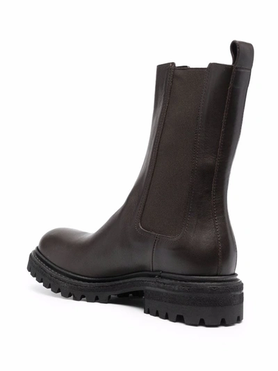 Shop Del Carlo Chunky Leather Boots In Braun