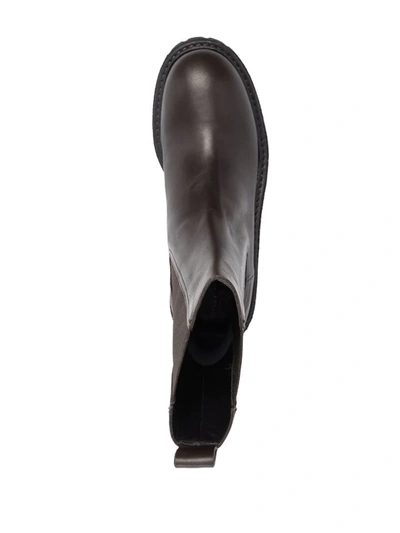 Del Carlo Chunky Leather Boots In Braun
