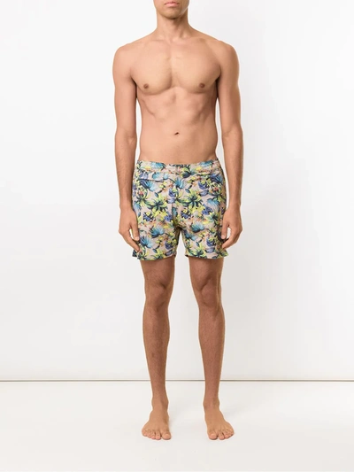 Shop Amir Slama Printed Swimming Shorts In Neutrals
