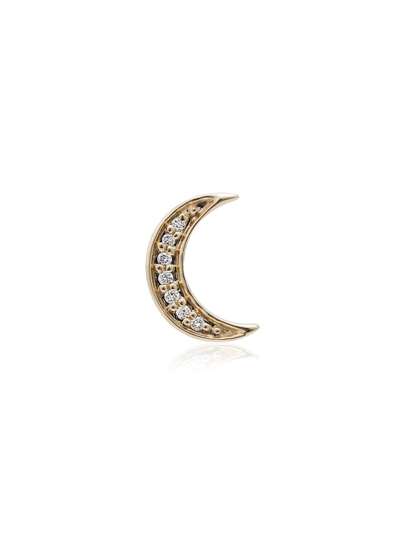 Shop Andrea Fohrman 14k Gold And Sapphire Crescent Moon Singular Earring