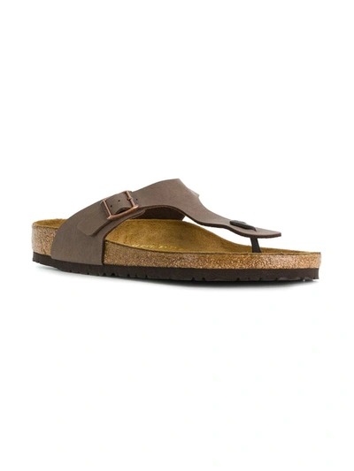 Shop Birkenstock Buckle Detail Flip Flop Sandals In Brown