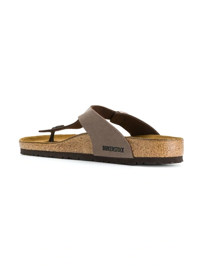 Shop Birkenstock Buckle Detail Flip Flop Sandals In Brown