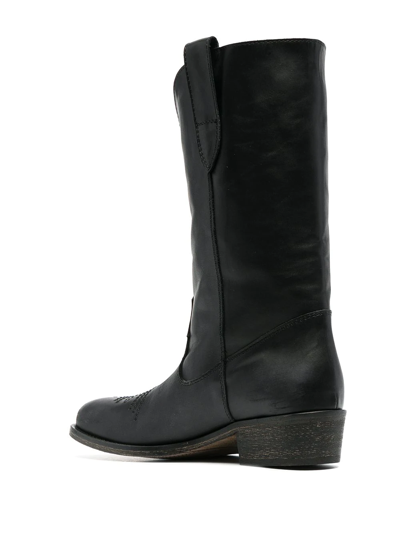 Shop Via Roma 15 Leather Western-style Boots In Black