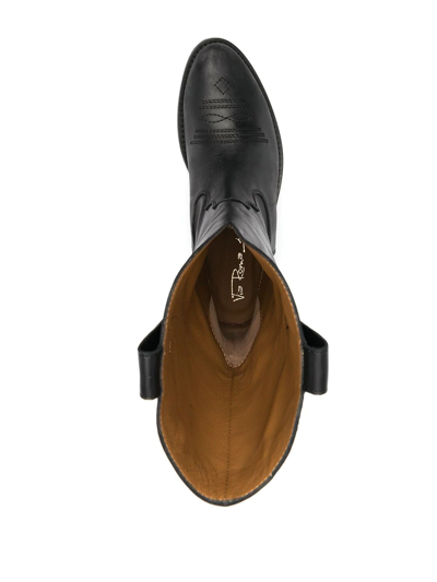 Via Roma 15 Leather Western-style Boots In Black