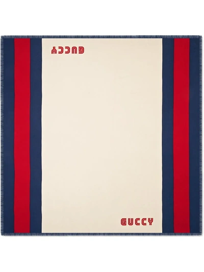 Shop Gucci Guccy Web Scarf In Neutrals