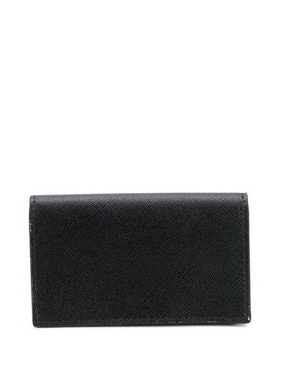 Shop Marni Logo-print Leather Card Case In Black