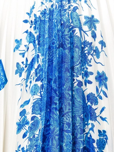 Shop Valentino Ceramic Print Pleated Midi Skirt In Blue